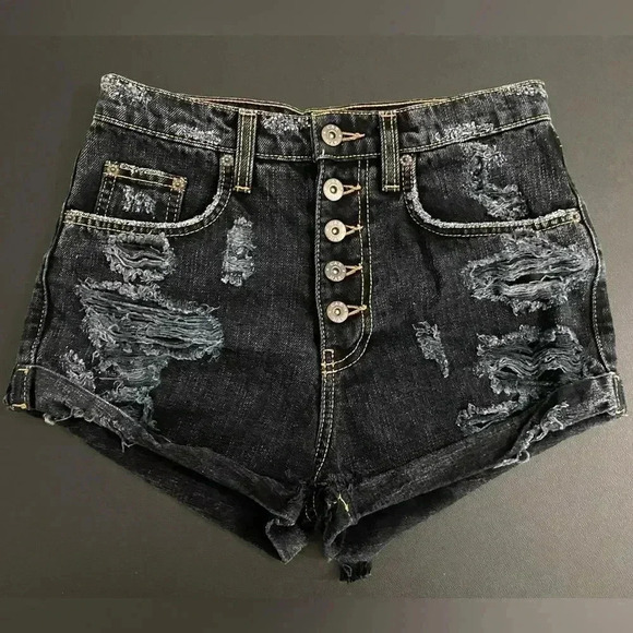 Carmar High Rise Distressed Jean Shorts 90s Festival Y2K - Picture 4 of 9